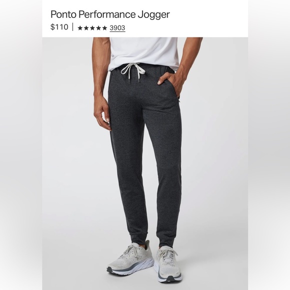 Vuori Men’s Ponto Performance Pant Midnight Heather grey Medium zipper pocket - Picture 6 of 7